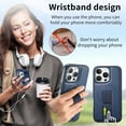 thumbnail image 6 of Dteck Magnetic Detachable Wallet Case for iPhone 16 Pro,Luxury Leather Card Slots Wallet Case Compatible with MagSafe Stand Wristband Design Cover for iPhone 16 Pro,Blue, 6 of 7