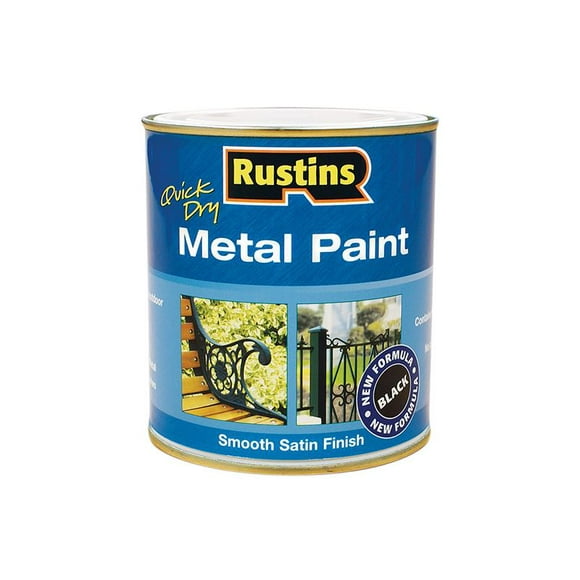 Rustins - Quick Dry Metal Paint Smooth Satin Black 500ml