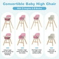 thumbnail image 5 of Babyjoy 3 in 1 Convertible Wooden High Chair Toddler Feeding Chair with Cushion Pink, 5 of 9