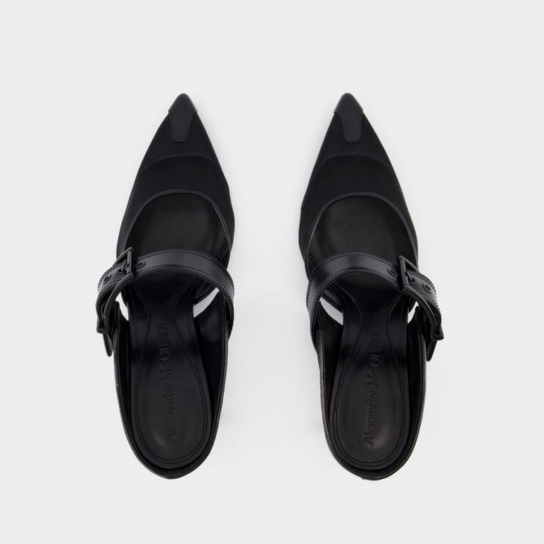 【ALEXANDER McQUEEN】PUNK BUCKLE STRAP MULE Alexander Mcqueen Punk Buckle Mule - Black - Leather Black