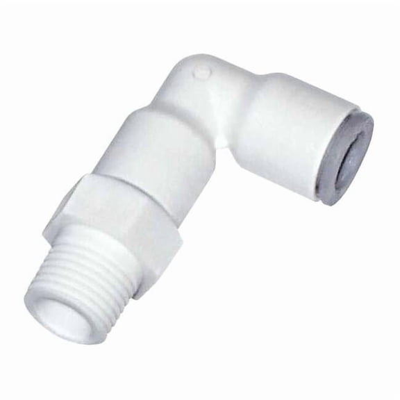 Push-Fit Elbow Fitting, 1/4 in Tube Size, Bio-Based Nylon, White, 10 PK