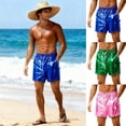thumbnail image 6 of Men's Shiny Metallic Swim Trunks Elastic Waist Casual Hot Summer Beach Shorts Sparkly Dance Active Party Bathing Suit Shorts, 6 of 6