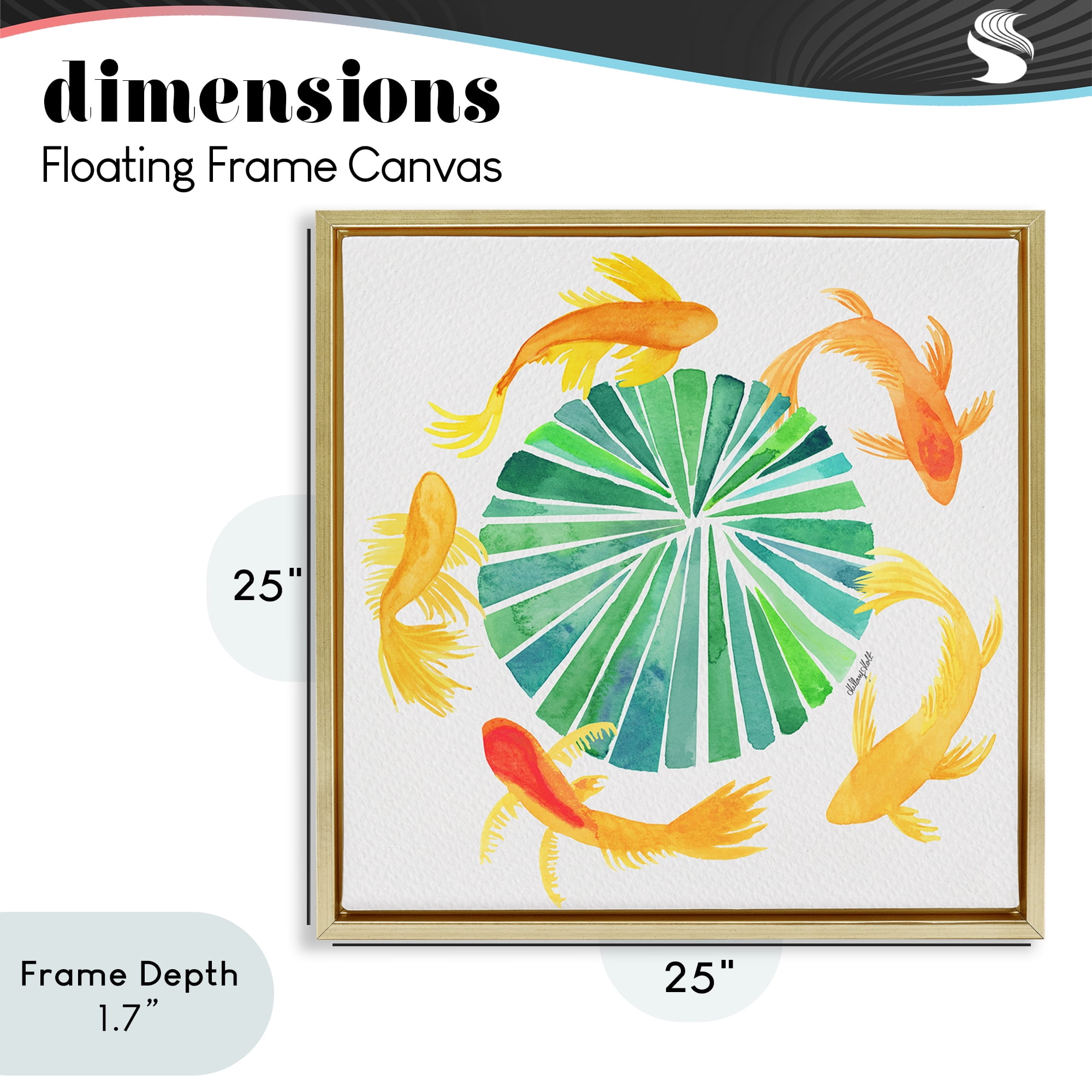 Stupell Industries Lotus Garden Orbital Fish Gold Framed Floater Canvas Wall Art, design by Hillary Holt