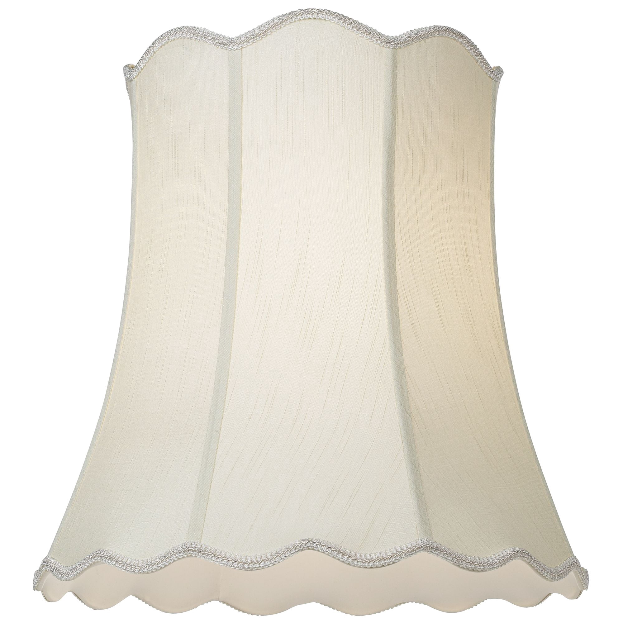Imperial Shade Creme Large Scallop Bell Lamp Shade 14" Top x 20" Bottom x 20" Slant x 19.75 High (Spider) Replacement with Harp and Finial