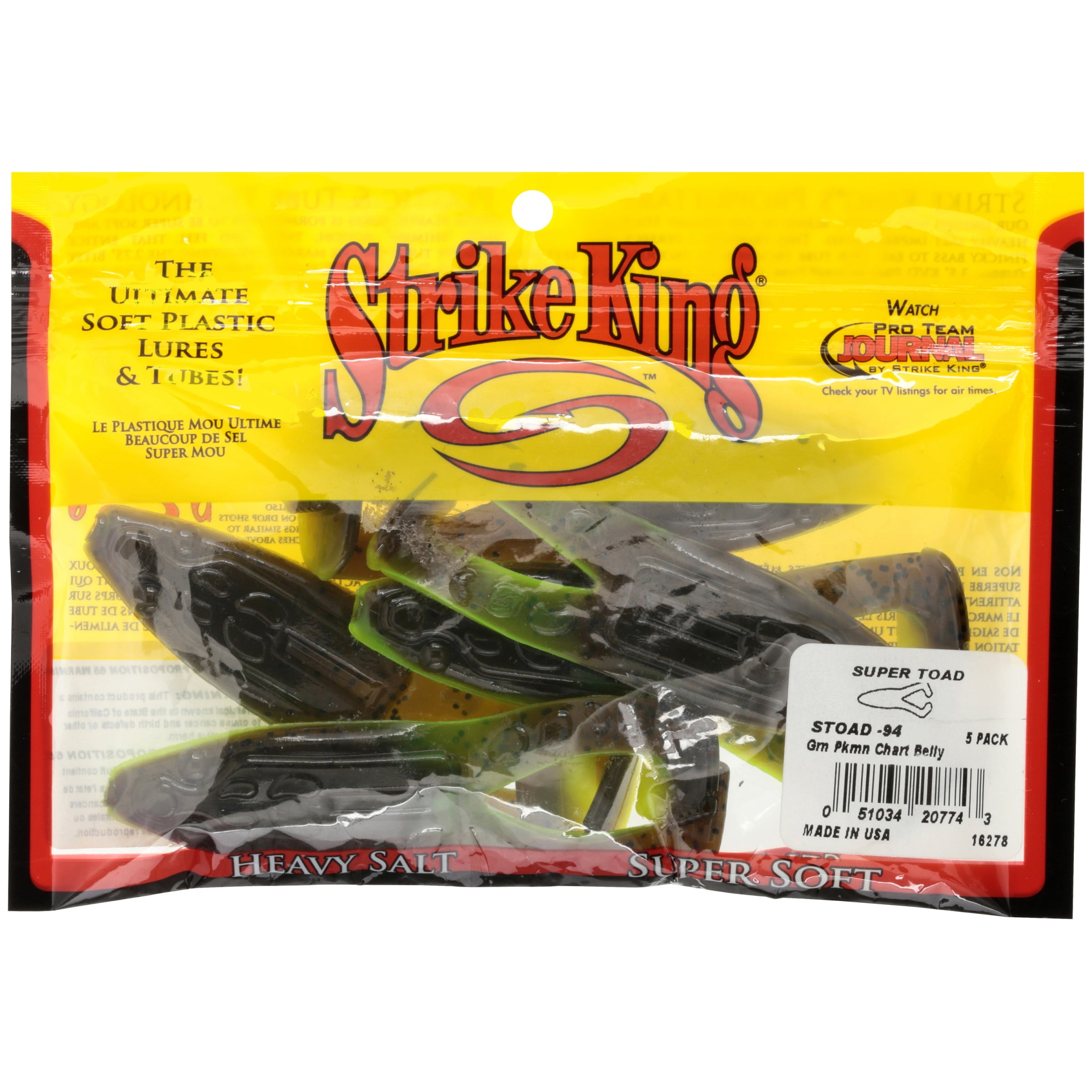 (2 pack) Strike King Super Toad 4" Green Pumpkin Chartreuse Belly Soft Bait Lure