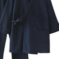 thumbnail image 5 of Kakii Classical Stylish Japanese Style Men Cotton Bathrobe Pajamas Kimono Casual Clothes, 5 of 6