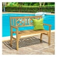 thumbnail image 3 of Yunken 1PC Patio Bench with Curved Backrest and Armrest, Made of Solid Acacia Wood, Comfortable for Garden, Park, and Outdoor Seating, Durable and Stylish, 3 of 9
