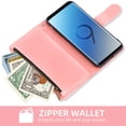 thumbnail image 4 of Asuwish Compatible with Samsung Galaxy S9 Wallet Phone Case and Tempered Glass Screen Protector Flower Faux Leather Flip Credit Card Holder Stand Zipper Cell Cover for S 9 Edge 9S GS9 Women Pink, 4 of 9