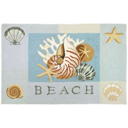 Key Door Mat - 3 Nautical Key West Moon Snail Shell Rectangular Door Mats 22