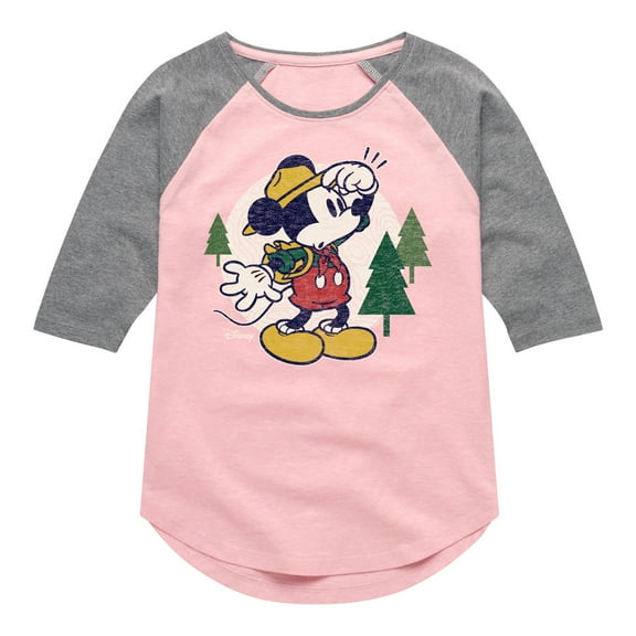 Disney - Mickey & Friends - Hiking & Camping - Possible Wrong Turn - Toddler And Youth Girls Raglan Graphic T-Shirt