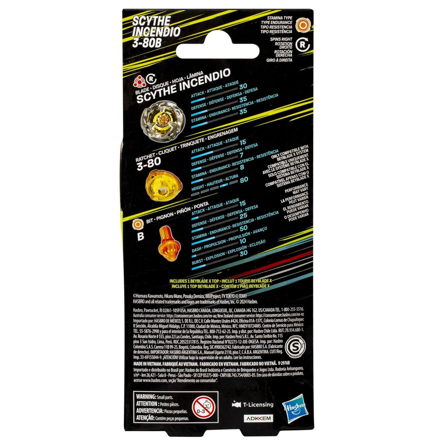 Beyblade X Scythe Incendio 3-80B Top Booster Pack Set
