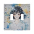 thumbnail image 5 of WOBOGO Pretty Watercolor Lass 3-hole Switch Plates PC Flame Retardant Plastic Material Glossy Finish Smooth Touch 6.37x4.48x0.27in, 5 of 8