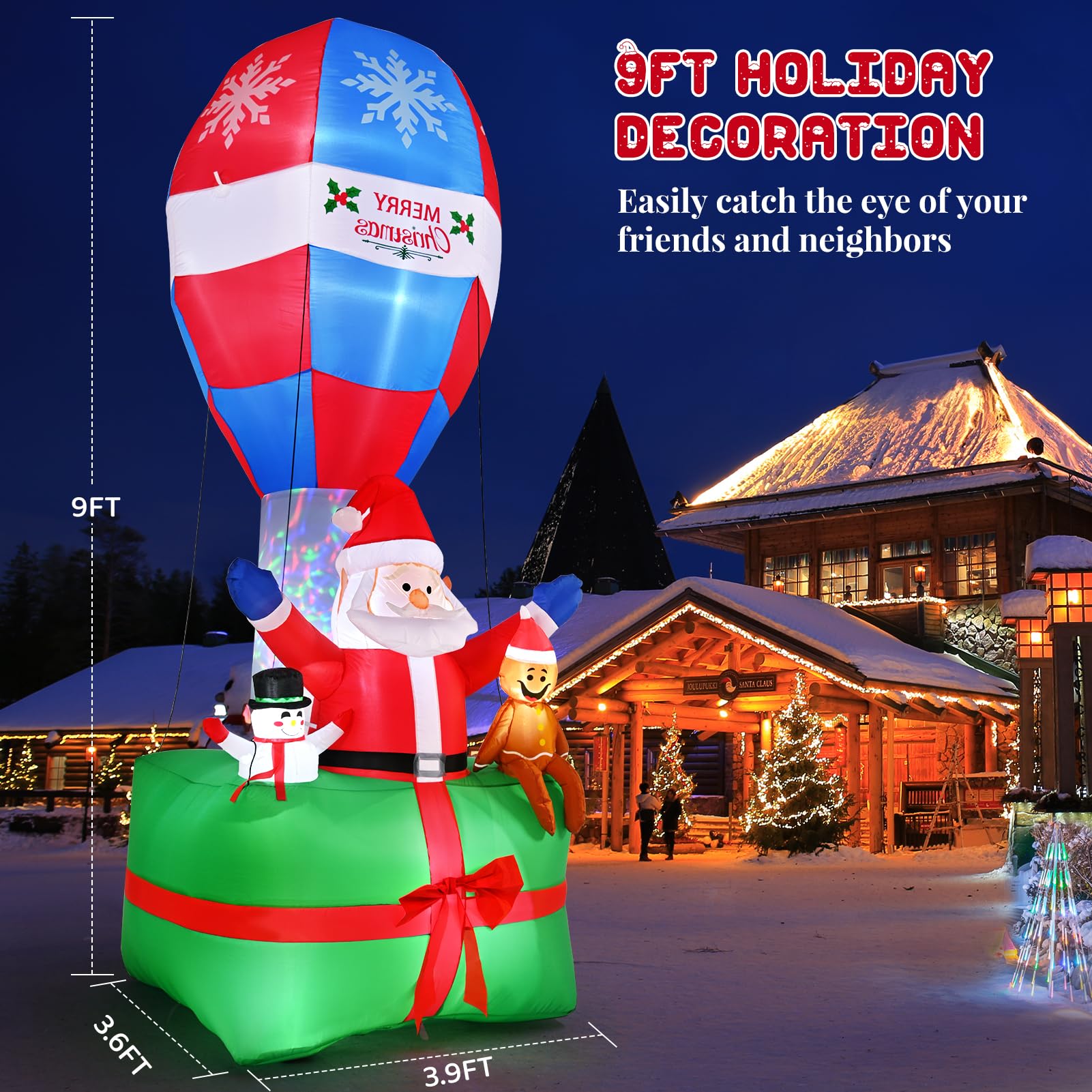 Justpe 9-Foot Santa Hot Air Balloon LED Inflatable Christmas Decoration photo 8