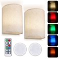 thumbnail image 1 of Lámpara de pared retro con pantalla de tela, luces regulables con control remoto para dormitorio, sala de estar, RGB16 colores, 1 of 4