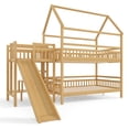 thumbnail image 6 of URTR Full Over Full House-shaped Bunk bed with Slide, Storage Stairs and Guardrail, Wooden Full Size Playhouse Bunk Bedframe for Bedroom, Two Placement Methods, Noise-free Design, Natural, 6 of 9