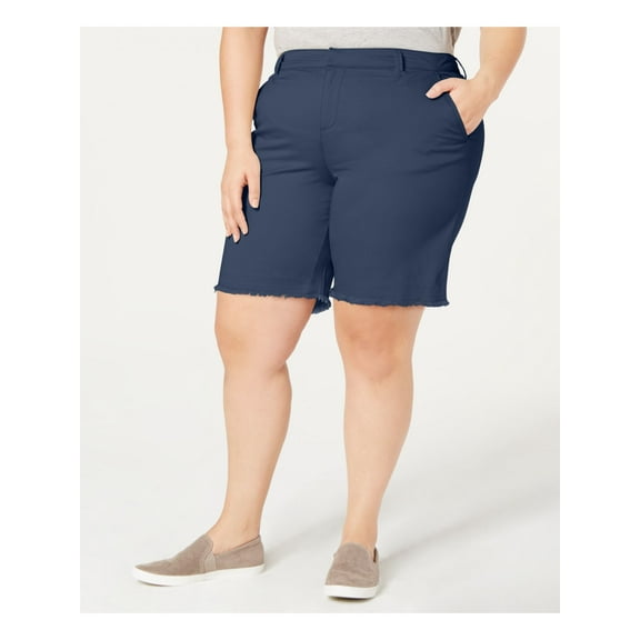 STYLE & COMPANY Womens Blue Bermuda Shorts Plus Size: 20W