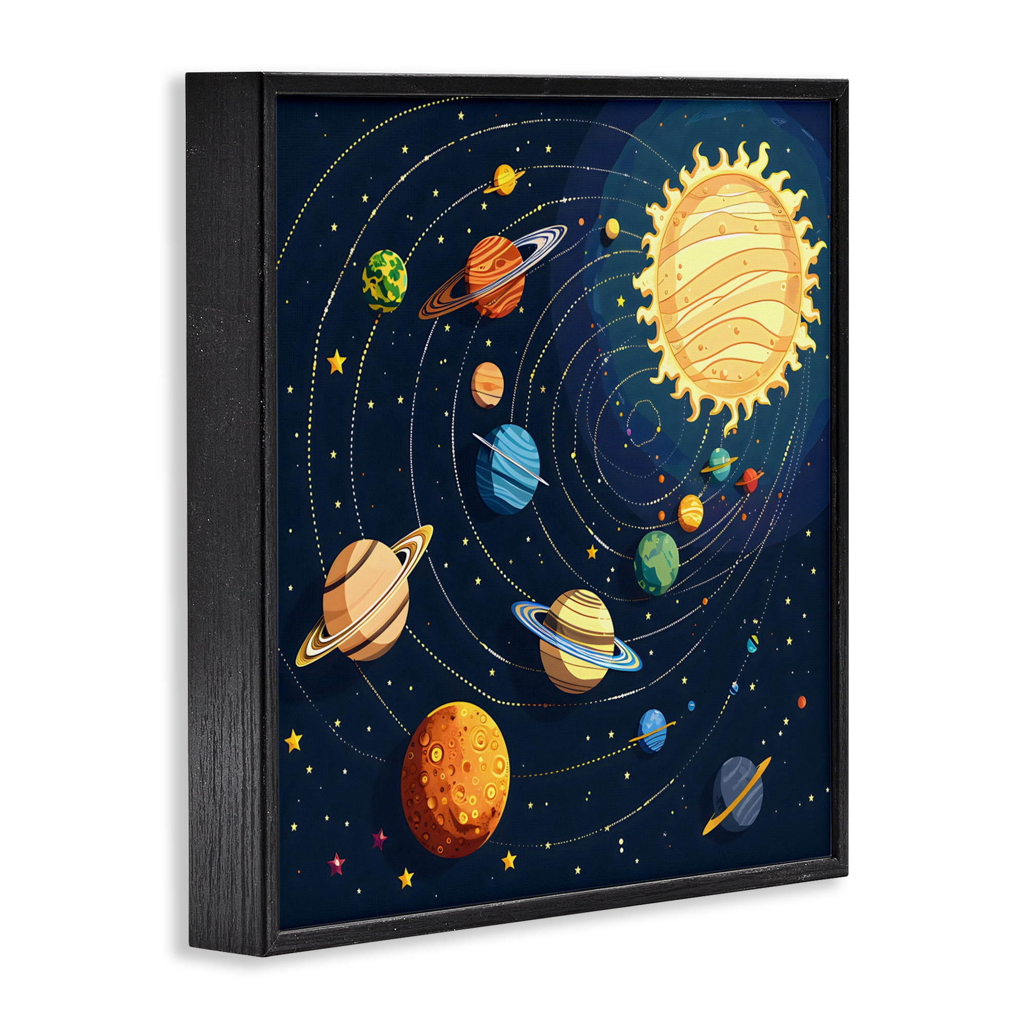 Stupell Industries Planets Around The Sun Black Framed Giclee Art, design by Creative Studio
