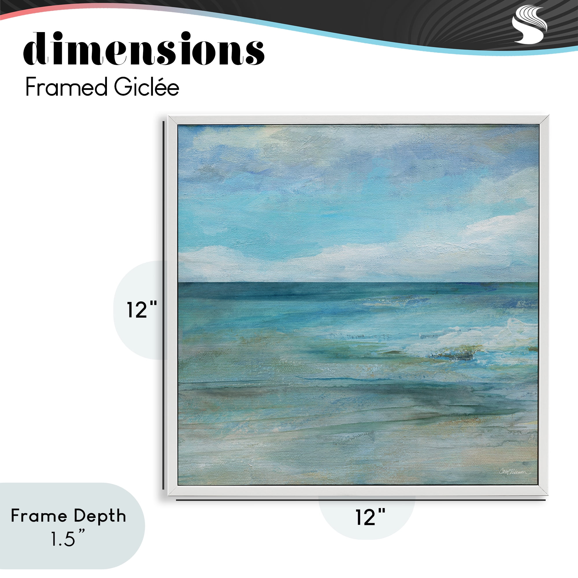 Stupell Industries Aqua Ocean Horizon Abstract White Framed Giclee Art, design by Carol Robinson