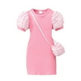 thumbnail image 2 of LOVZFMLL Robe Mignonne à Manches Courtes pour Tout-Petits Enfants Imprimé Épissure Extensible Robe Trapèze, 2 of 8