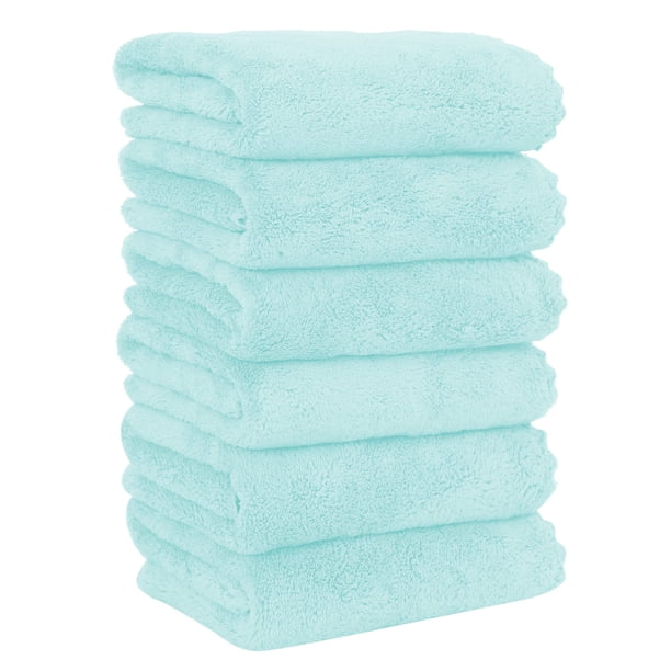 Moonqueen Paquete De 6 Toallas De Mano Premium Secado Rápido Toallas De Microfibra De Terciopelo Coral Altamente Absorbentes Uso Multiusos Como Toalla De Mano De Hotel, Baño, Ducha, Spa, 16 X 28