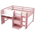 thumbnail image 7 of Mirightone Full Size Low Loft Bed with Desk and Storage Cabinets，Low Loft Bed with Bookcase for Girls Boys, Pink, 7 of 7