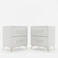 thumbnail image 4 of Home Design Lakewood 2 Drawer Nightstand (Set of 2) with Linear Handles and Metal Legs, White, Easy Assembly, 4 of 7