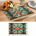 thumbnail image 6 of Green Burnt Orange Placemats Set of 4 Boho Ethnic Flower Abstract Place Mats Indoor Wipeable Table Mats Washable Cloth Dining Table Placemats for Kitchen Holiday Party Home Decor 13x19 Inch, 6 of 9