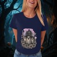 thumbnail image 4 of Women Multicolor Halloween Graphic Print Short Sleeve Crew Neck T-Shirt, Soft Loose Basic Casual Blouse Tops for Daily Autumn Wear and Holiday Party Dressing XXXL Blue, 4 of 8