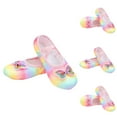 thumbnail image 7 of Xfvqtps Ballet Shoes for Girls Soft Sole Non Slip Cross Elastic Straps Gradient Rainbow Color Butterfly Glitter Canvas Dance Shoes for Gymnastics Performance Multicolor, 7 of 7