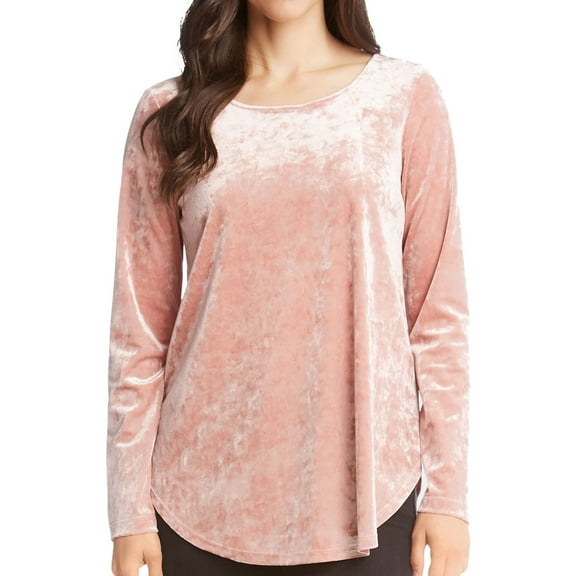 Karen Kane Womens Crushed Velvet Pullover Blouse, Pink, X-Small