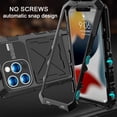 thumbnail image 2 of ELEHOLD Heavy Duty Case for iPhone 15,Rugged Military Grade Shockproof Case,with Screen Protector Built-in Hidden Foldable Kickstand Metal Back Cover Case for iPhone 15 6.1" - Black, 2 of 9