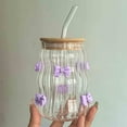 thumbnail image 3 of Cute Big Belly Cup With Lid Glass Cup Bow Pattern Cup Household High Temperature Milk Cup Drinking Cups for Kitchen Cute Kitchen Cups Outdoor Drinking Glasses Drinking Cup for Women Clear, 3 of 5