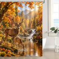 Autumn Deer Landscape Shower Curtain, Forest Mountain Fall Wildlife ...