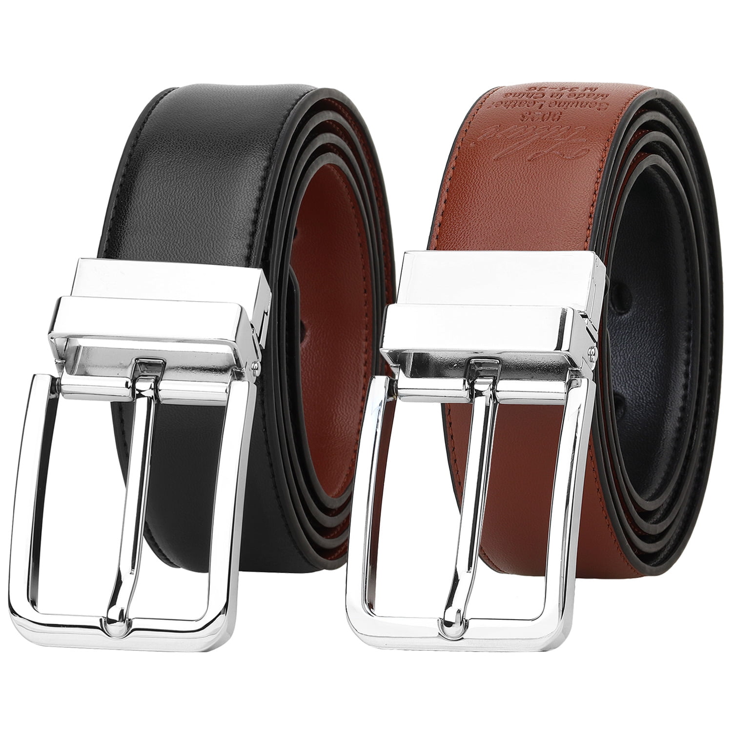 Falari Men's Reversible Dress Belt Genuine Leather (1 Belt 2 Colors ...