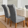 thumbnail image 4 of Chair Covers for Dining Chairs Set of 4,Velvet Dark Grey Stretch Dining Room Chair Cover Kitchen Parsons Chair Slipcovers (Pack of 4, Velvet Dark Grey), 4 of 6