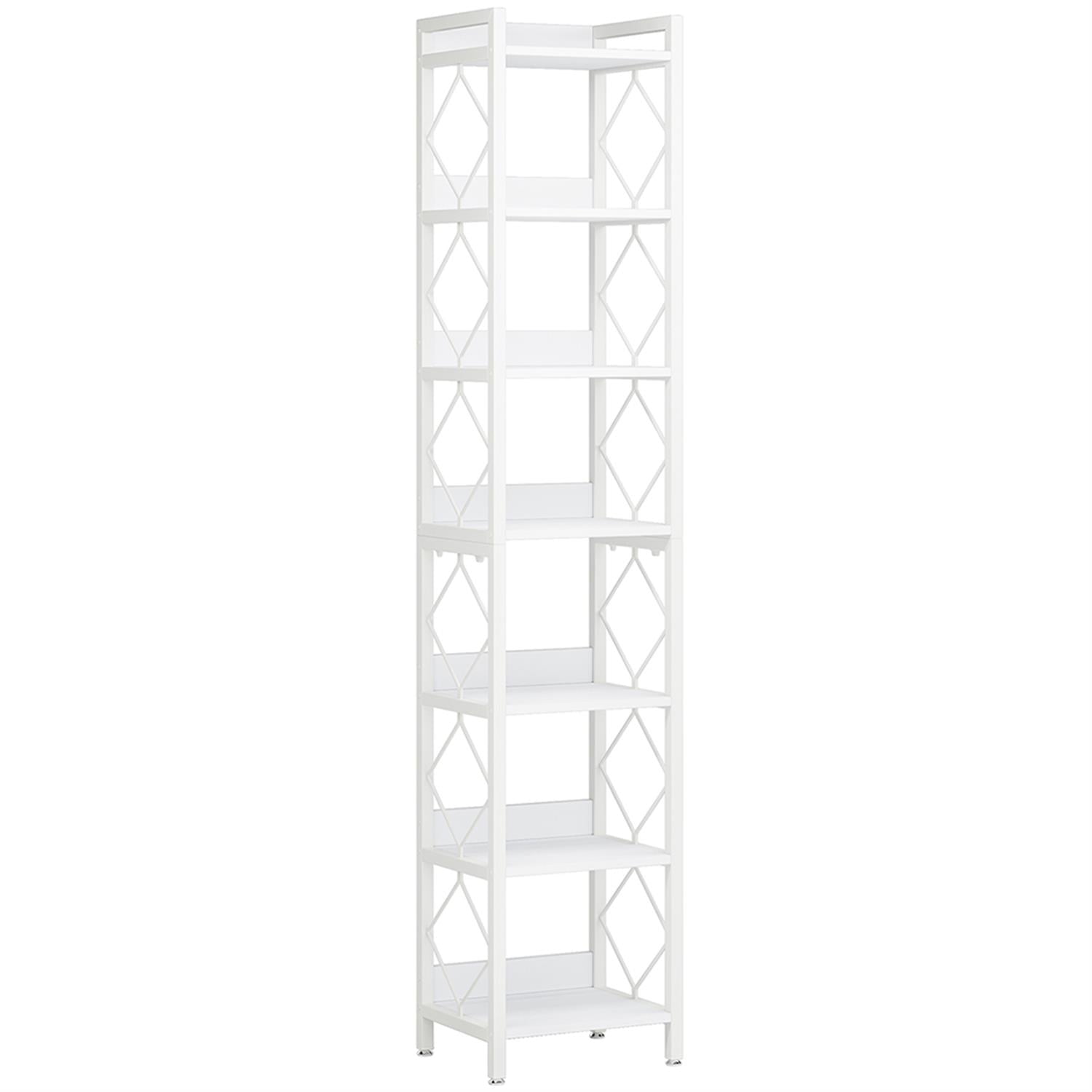 Demi Bonn 7-Tier Corner Shelf, 78.7" Narrow Bookshelf Corner Bookcase for Bedroom, Living Room, White