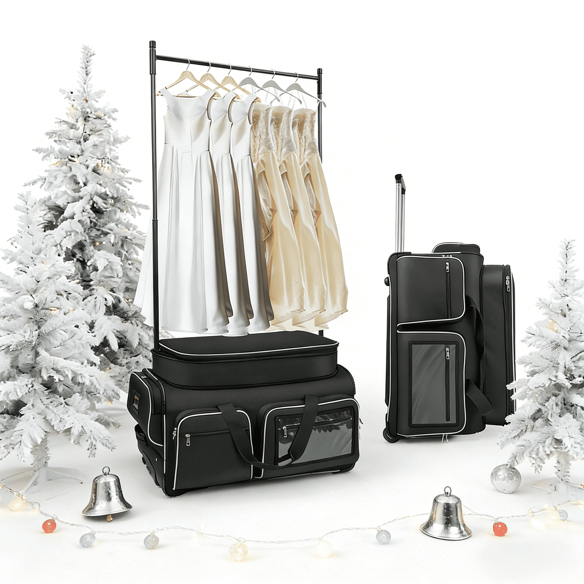 Dance Bag with Garment Rack, 28" Dance Costumes Rolling Garment Bags For Travel, Garment Duffle Bag For Dance Competition Travel Bag with Garment Rack (Black with Light Purple Trim)