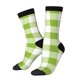 thumbnail image 1 of Balery White Green Plaid Calcetas Largas con Estampado para Hombre y Mujer – Suaves y Transpirables, Talla Única (US 5-11), 1 of 6