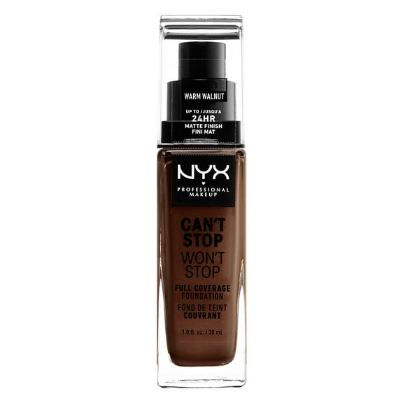 NYX Professional Makeup Can't Stop Won't Stop 24hr Full Coverage Liquid Foundation, Matte Finish, Waterproof, Warm Walnut