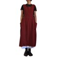 thumbnail image 1 of JUNWELL Robe d'Été Sans Manches pour Femmes, Col Carré, Poches, Coton Lin, Tablier Long, Robe Tablier, Vestidos Mujer, 1 of 7