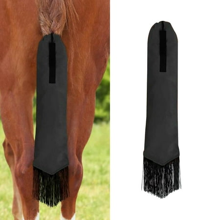 Bag with Fringe Wrap Protection, Horse Long Tail Decoration, Grooming Equestrian Accessories, Horse Equine Equipment Black