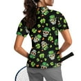 thumbnail image 2 of COEQINE St. Patrick's Day Women 1/4 Zip Golf Shirts Short Sleeve V Neck Golf Polo Shirt Pullover Moisture Wicking Athletic Tops Shamrock Skull Hat and Heart Print Sportswear, XL, 2 of 7