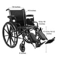 thumbnail image 3 of McKesson Black Lightweight Wheelchair, Steel, 18" W, 300-lb Weight Capacity, 1 Ct, 3 of 8