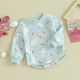thumbnail image 2 of Bagilaanoe Newborn Easter Clothes Baby Girl Romper Sweatshirt Long Sleeve Bodysuits Print Pullover 3M 6M 12M 18M Infant Casual Tee Tops, 2 of 7