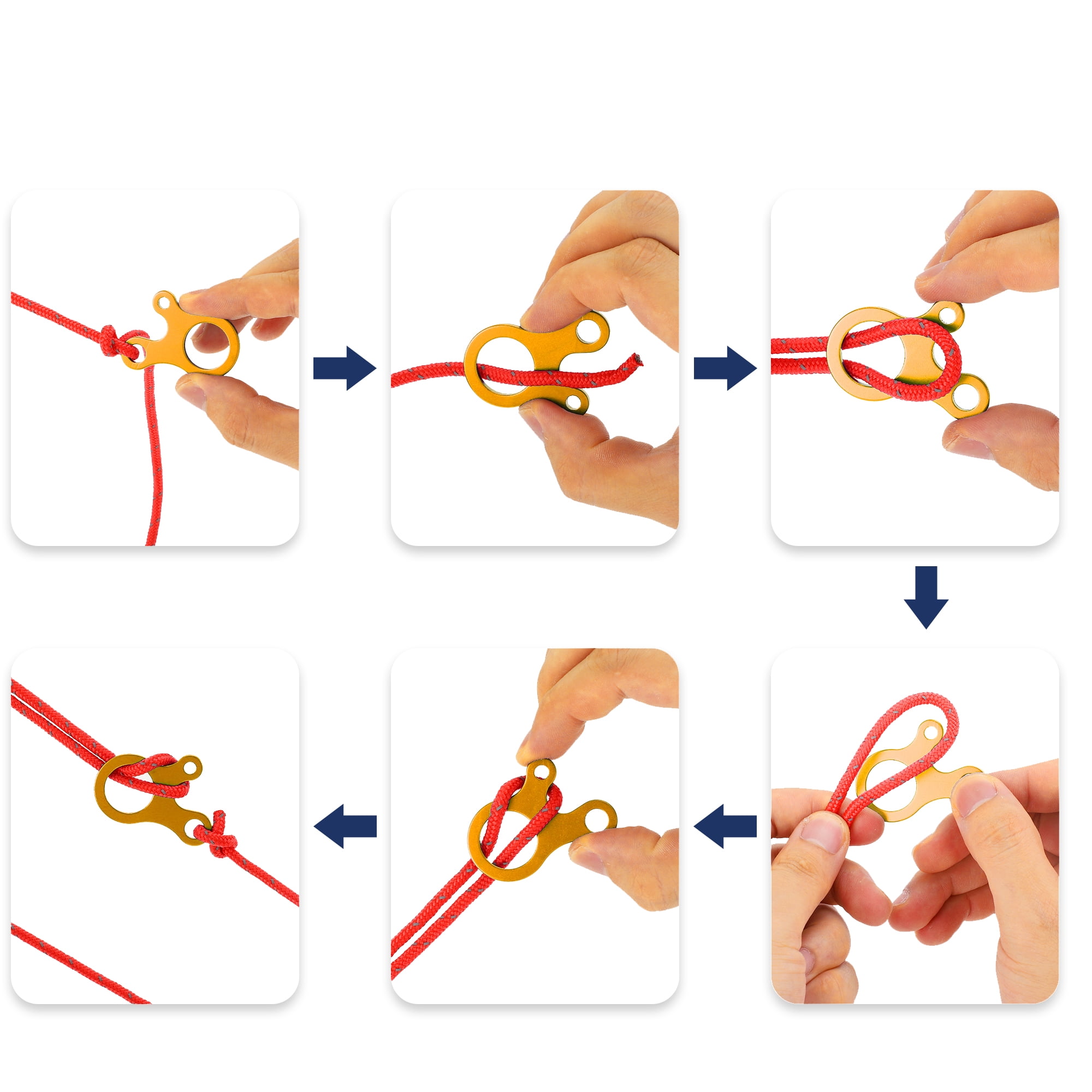 Unique Bargains 8Pcs Rope Buckle Aluminum Alloy Cord Adjuster ["Yellow"]