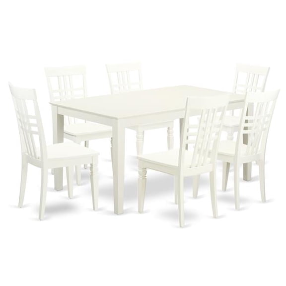 East West Furniture CALG7-LWH-W 7 Piece Dining Table Set