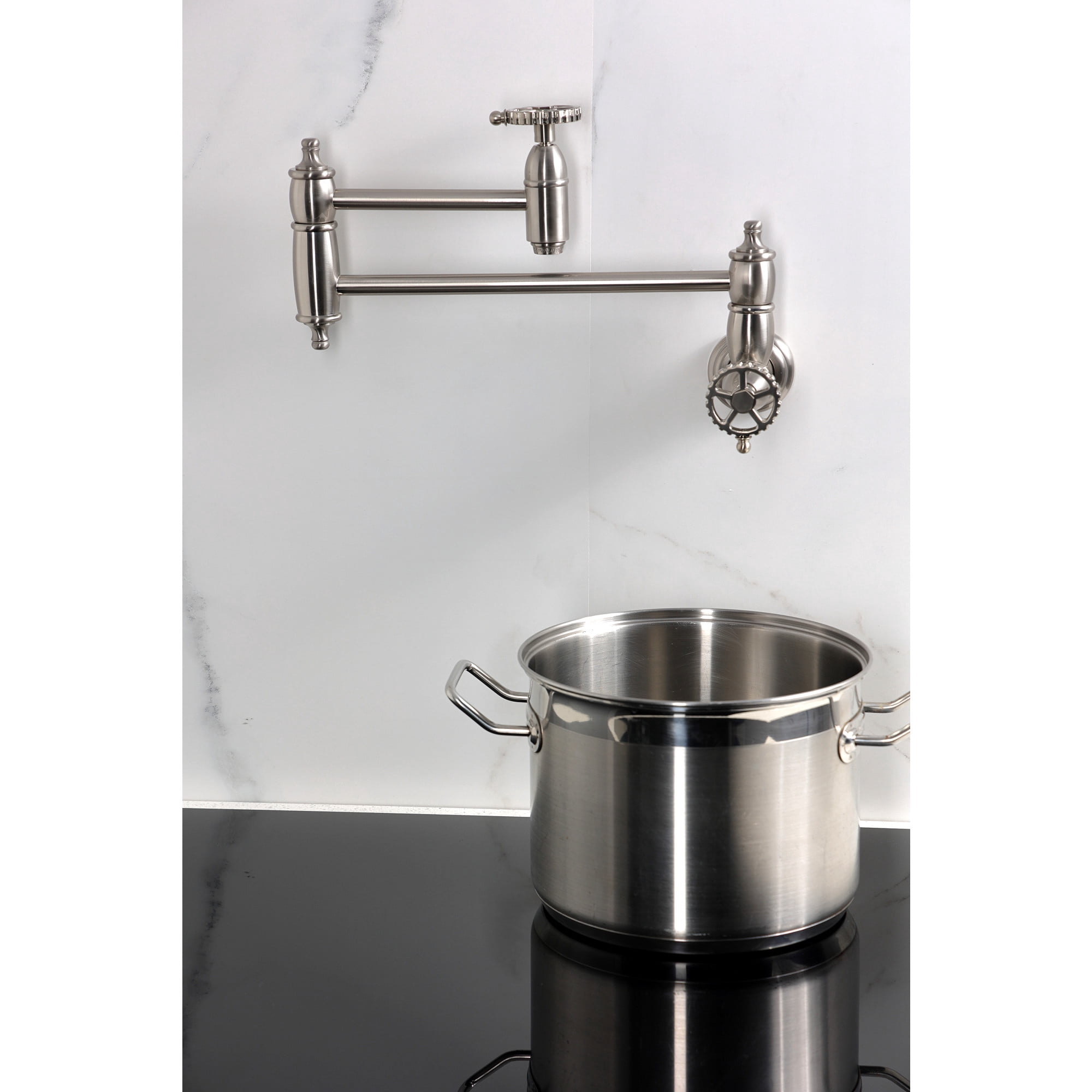 Kingston Brass KS3108CG Fuller Wall Mount Pot Filler Faucet, Brushed Nickel