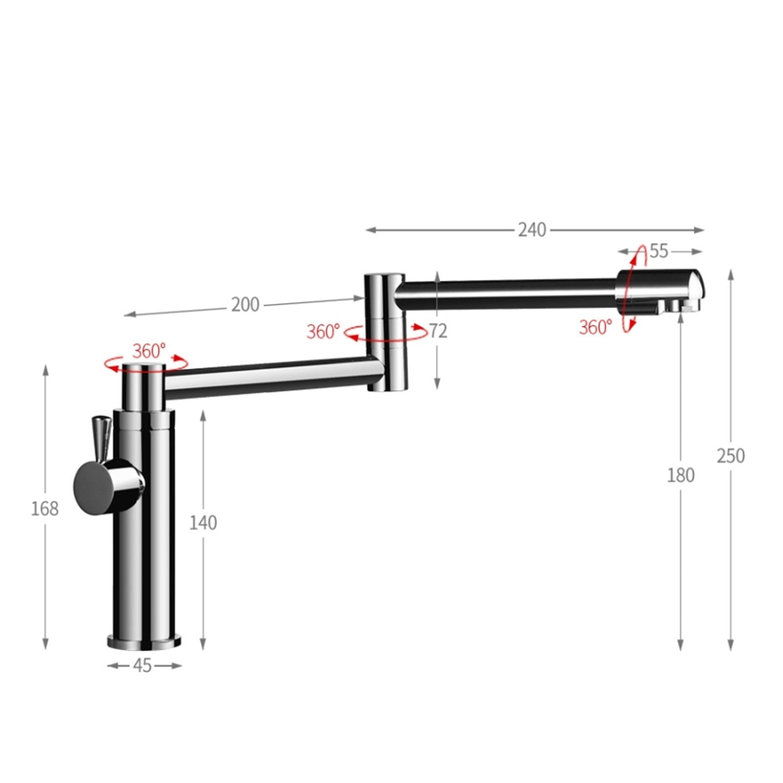 Brass Kitchen Faucets Single Cold Water Tap For Kitchen Single Lever Water Mixer 360 Rotate Sink Pot Filler Faucet