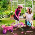 thumbnail image 4 of Juego de herramientas de jardinería para niños Qtioucp con carretilla rosa, 4 of 6