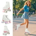 thumbnail image 7 of Fashion Roller Skates, 4 Wheels Flash, Suitable for Girls Boys Outdoor Gift, White + Pink, Women 3-8.5/Men 2.5-7.5, 7 of 7
